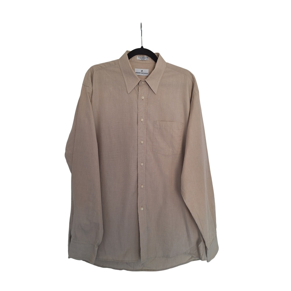 Pierre Balmain Mens Tan Combed Cotton Button Down Dress Shirt 16.5 34/35 Canada
